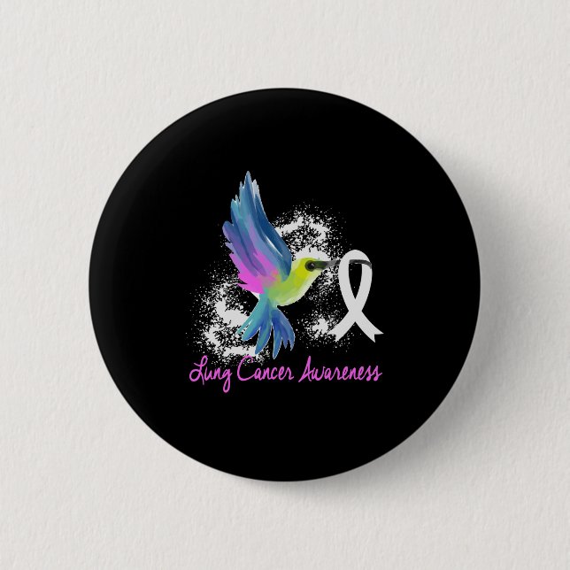 Lung Cancer Awareness Pearl Ribbon 6 Cm Round Badge (Front)