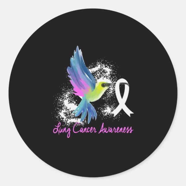 Lung Cancer Awareness Pearl Ribbon Classic Round Sticker (Front)