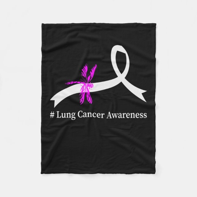 Lung Cancer Awareness Pearl Ribbon Fleece Blanket (Front)