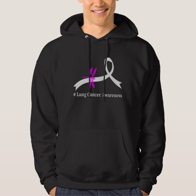 Lung Cancer Awareness Pearl Ribbon Hoodie (Front)