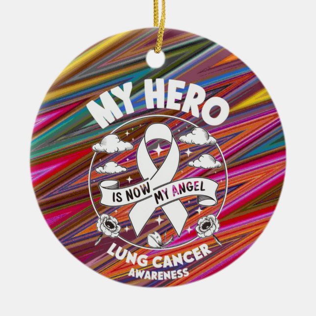 Lung Cancer Awareness Ribbon  Ceramic Ornament (Front)