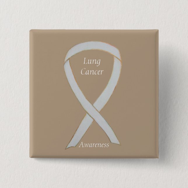 Lung Cancer Awareness Ribbon Custom Art Pin (Front)