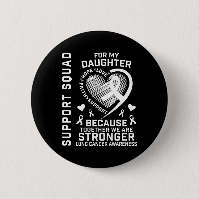 Lung Cancer Awareness Shirts Daughter Ribbon Famil 6 Cm Round Badge (Front)