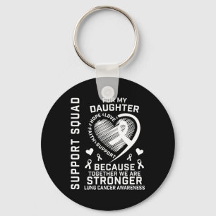 Lung Cancer Awareness Shirts Daughter Ribbon Famil Key Ring