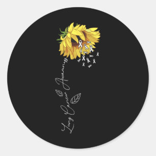 Lung Cancer Awareness Sunflower Classic Round Sticker