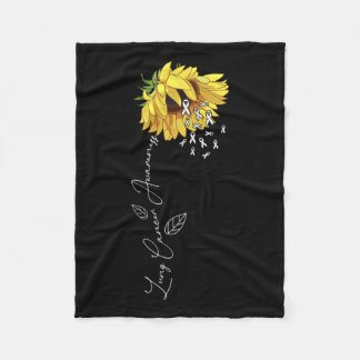 Lung Cancer Awareness Sunflower  Fleece Blanket