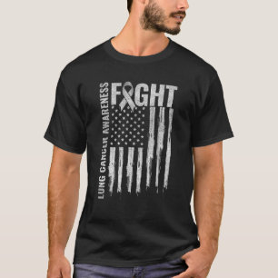 Lung Cancer Awareness White Ribbon Fight Gift USA T-Shirt