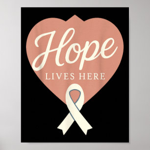 Lung Cancer Awareness White Ribbon Warrior Breathe Poster