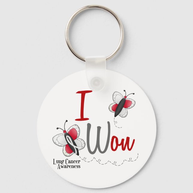 Lung Cancer Butterfly 2 I Won Key Ring (Front)