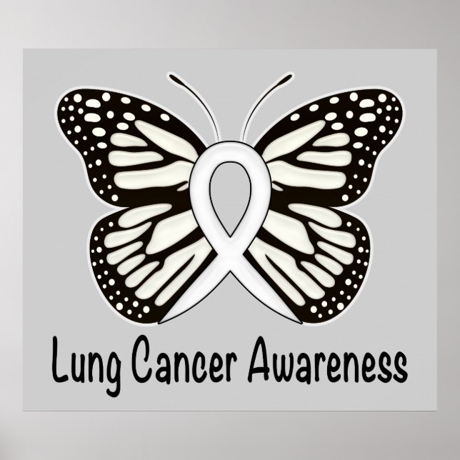 Lung Cancer Butterfly Awareness Ribbon Poster (Front)