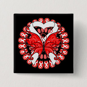 Lung Cancer Butterfly Circle of Ribbons 15 Cm Square Badge