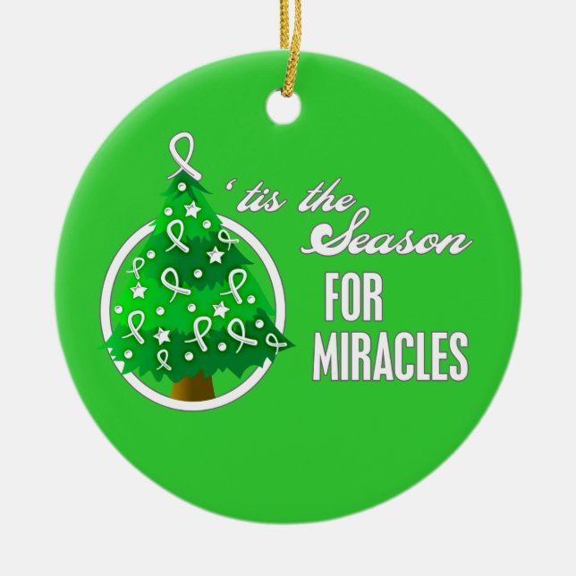 Lung Cancer Christmas Miracles Ceramic Tree Decoration (Front)