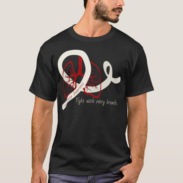 Lung Cancer Fight, lungs and ribbon T-Shirt (Front)