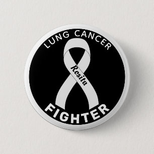 Lung Cancer Fighter Ribbon Black Button