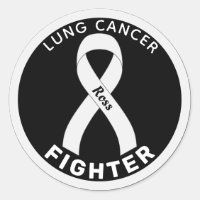 Lung Cancer Fighter Ribbon Black Round Sticker