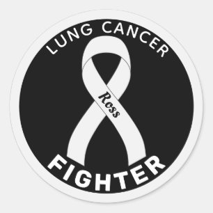 Lung Cancer Fighter Ribbon Black Round Sticker