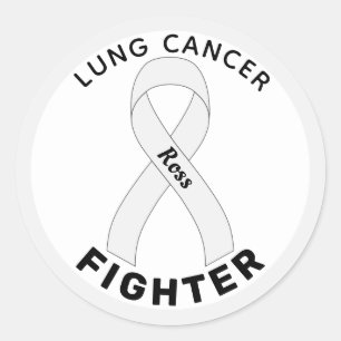 Lung Cancer Fighter Ribbon White Round Sticker