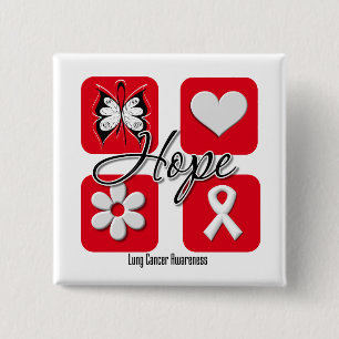 Lung Cancer Hope Love Inspire Awareness 15 Cm Square Badge