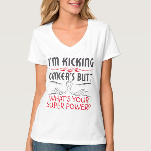 Lung Cancer Kicking Cancer Butt Super Power T-Shirt