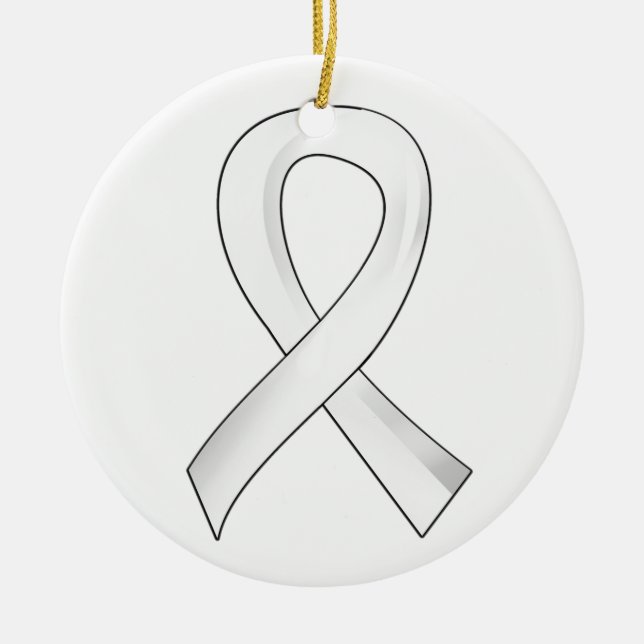 Lung Cancer Pearl Ribbon 3 Ceramic Ornament (Front)