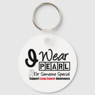 Lung Cancer Pearl Ribbon Someone Special Key Ring