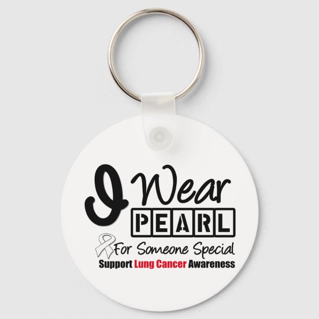 Lung Cancer Pearl Ribbon Someone Special Key Ring (Front)