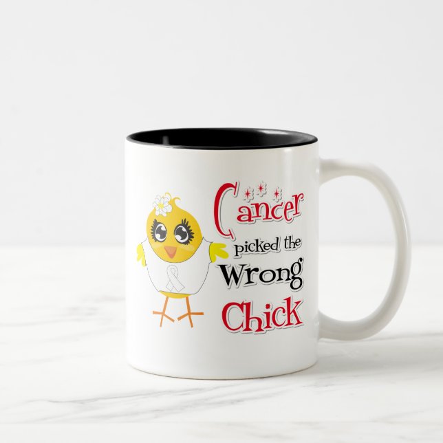 Lung Cancer Picked The Wrong Chick Two-Tone Coffee Mug (Right)