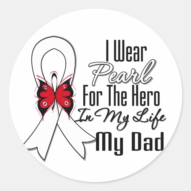 Lung Cancer Ribbon Hero My Dad Classic Round Sticker (Front)