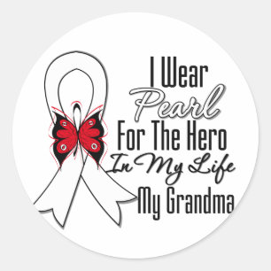 Lung Cancer Ribbon Hero My Grandma Classic Round Sticker