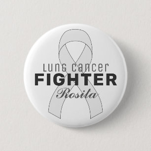 Lung Cancer Ribbon White Button