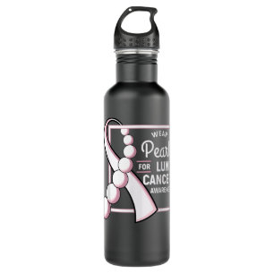Lung Cancer Shirt Carcinoma Tumour Pearl Ribbon Ch 710 Ml Water Bottle
