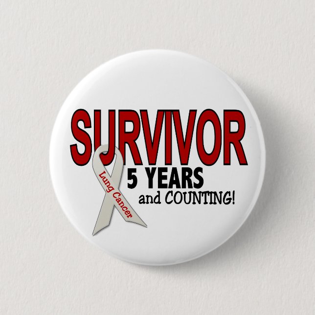 Lung Cancer Survivor 5 Years 6 Cm Round Badge (Front)