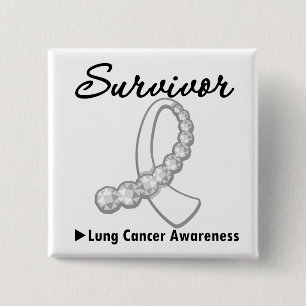 Lung Cancer Survivor Gemstone Ribbon 15 Cm Square Badge