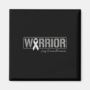 Lung Cancer Warrior Lung Cancer Awareness White Ri Magnet