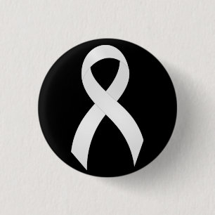 Lung Cancer White Ribbon 3 Cm Round Badge
