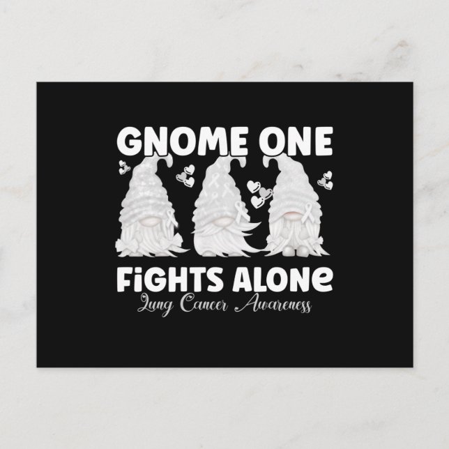 Lung Cancer White Ribbon Gnome Postcard (Front)