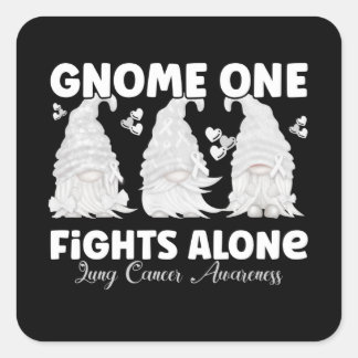 Lung Cancer White Ribbon Gnome Square Sticker