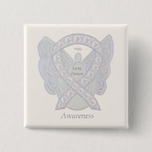 Lung Disease Awareness Angel Pearl Ribbon Art Pin