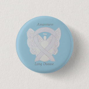 Lung Disease Awareness Angel Pearl Ribbon Art Pin