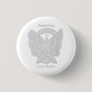 Lung Disease Awareness Angel Pearl Ribbon Art Pin