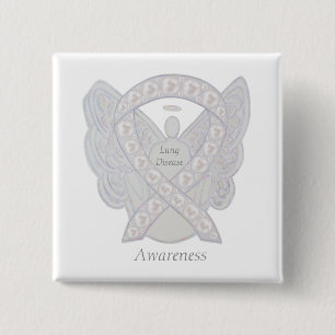 Lung Disease Awareness Angel Pearl Ribbon Art Pin