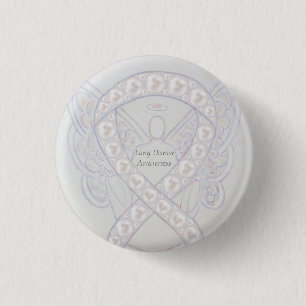 Lung Disease Awareness Angel Pearl Ribbon Art Pin