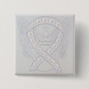 Lung Disease Awareness Angel Pearl Ribbon Art Pin