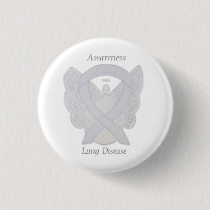 Lung Disease Awareness Angel Pearl Ribbon Art Pin