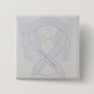 Lung Disease Awareness Angel Pearl Ribbon Button