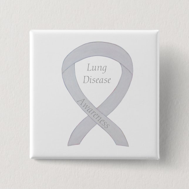 Lung Disease Awareness Pearl Ribbon Art Pin (Front)