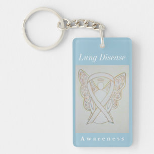Lung Disease Awareness White Ribbon Keychain