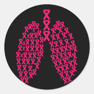 Lung Pink Ribbon Heart Fight Cancer Breast Cancer Classic Round Sticker
