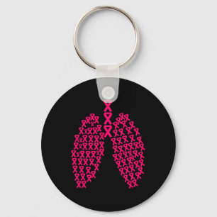 Lung Pink Ribbon Heart Fight Cancer Breast Cancer Key Ring