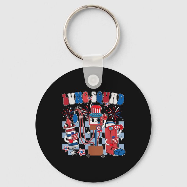 Lung Squad Independence Day Patriotic Lung Therapi Key Ring (Front)